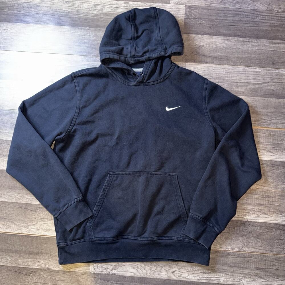 Nike Men’s Hoodie Black Large Pullover Fleece Sweatshirt Swoosh